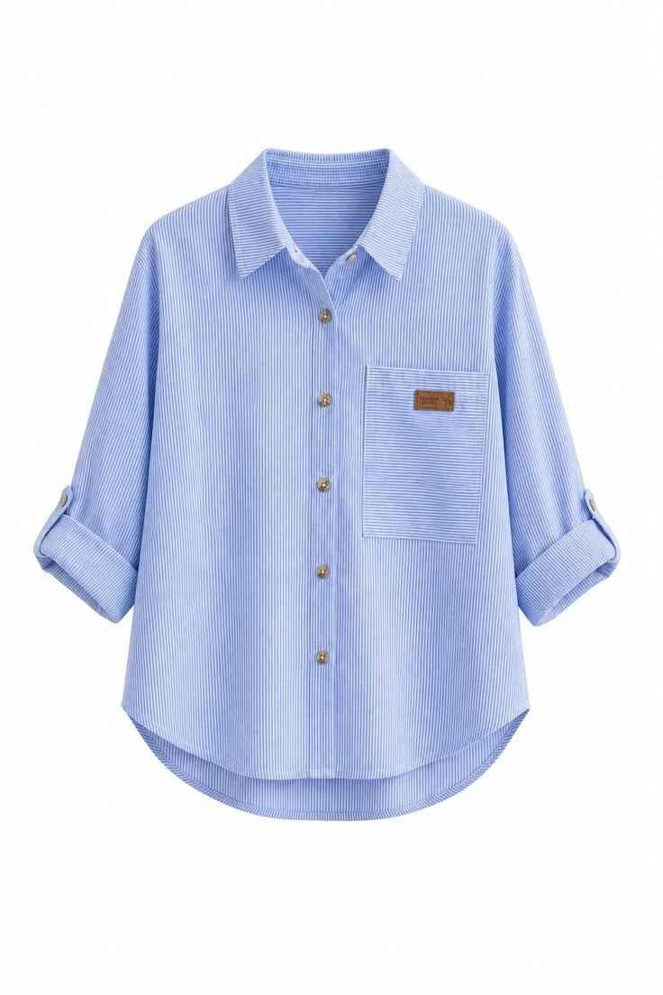 Blue Striped Button-Up Summer Shirt