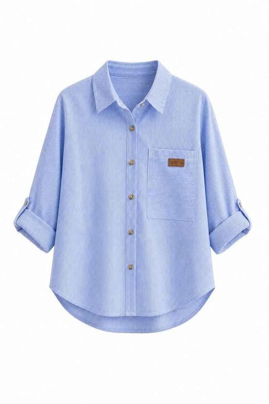 Blue Striped Button-Up Summer Shirt