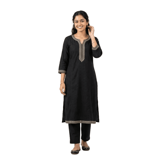 Elegant Black Embroidered Kurta