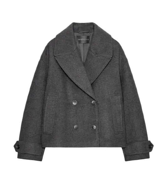 Breasted Wool-Blend Short Coat