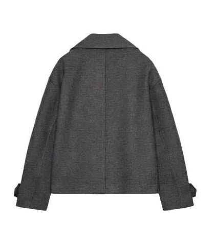 Breasted Wool-Blend Short Coat.