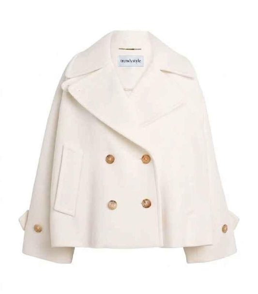 Double-Breasted Cropped Pea Coat